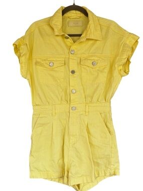 BLANKNYC Afterglow Yellow Denim Utility Romper - Size S